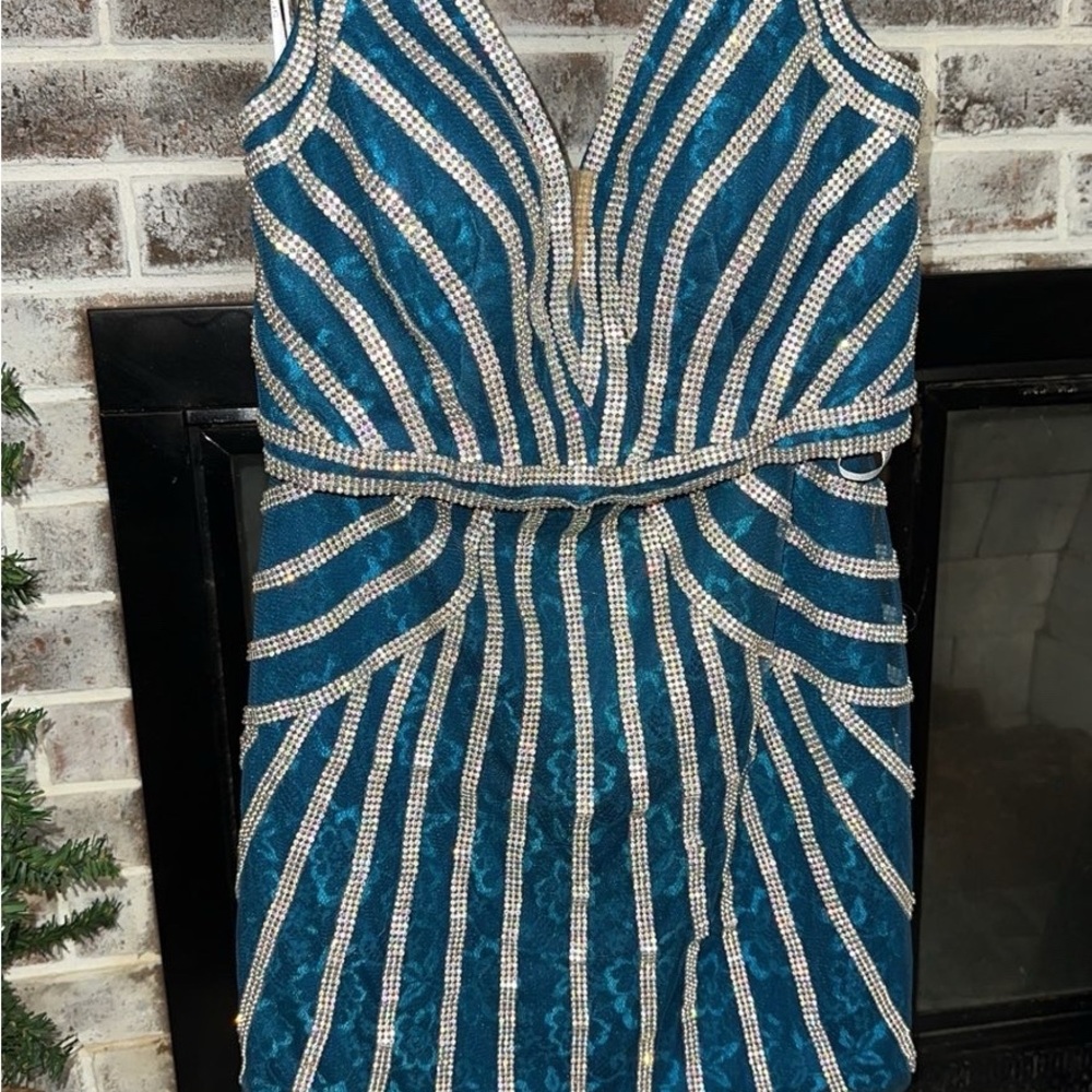 Splash Blue and Silver Mini Dress